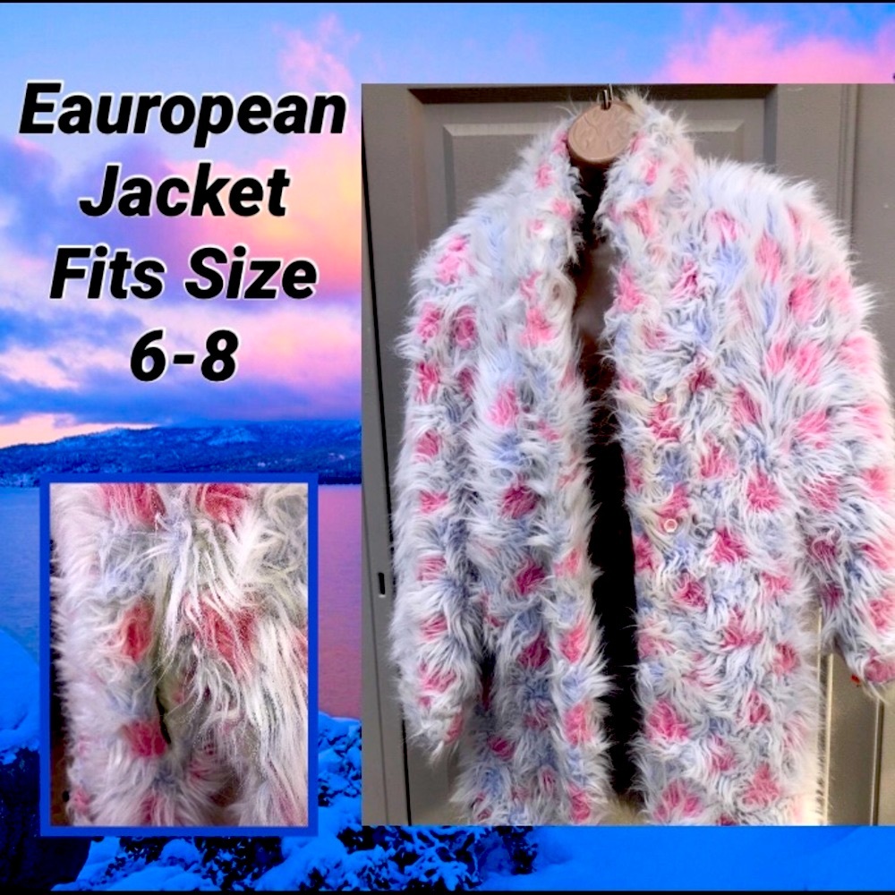 Blue Pink White Fur Jacket from Germany